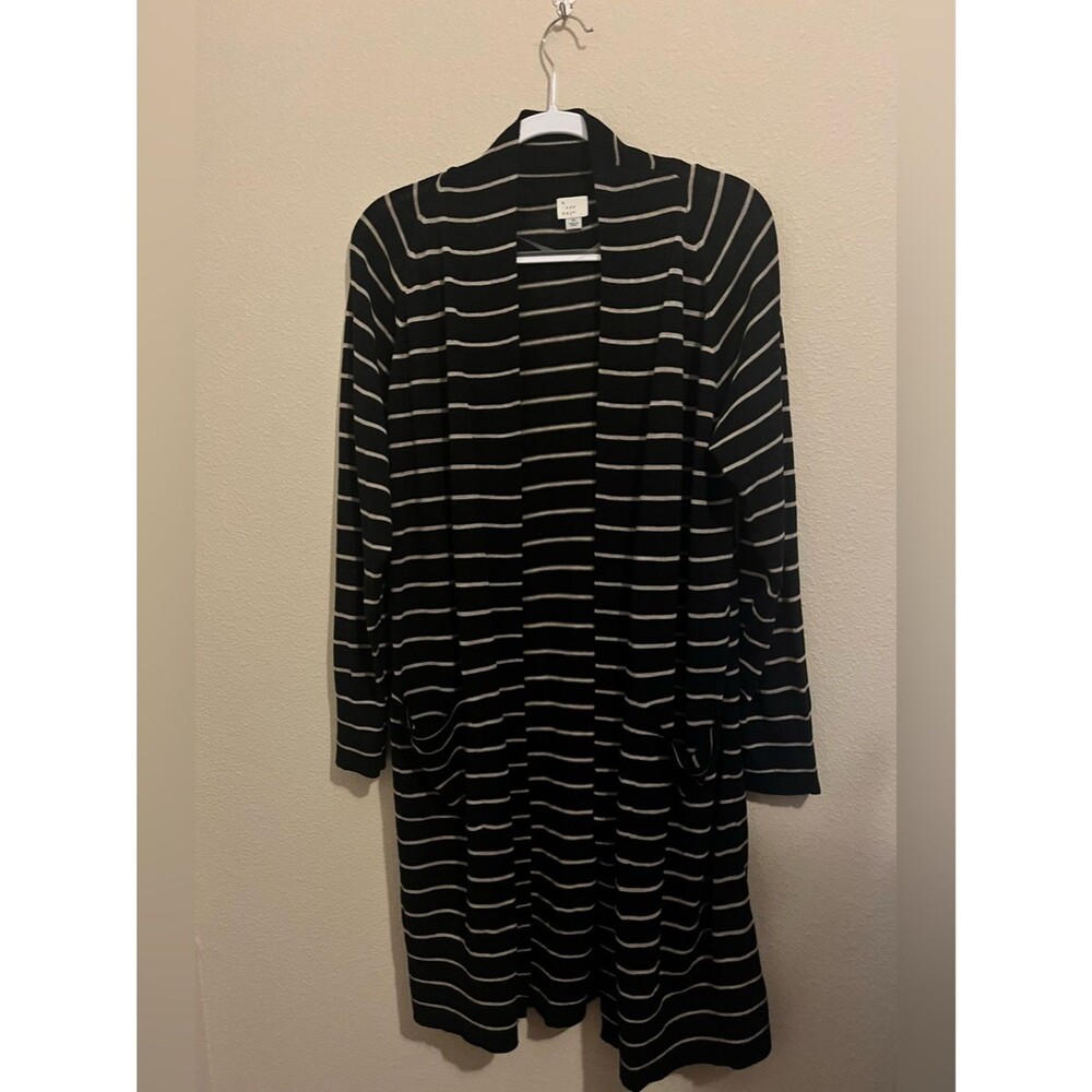 a new day Black and Cream Striped Open Cardigan